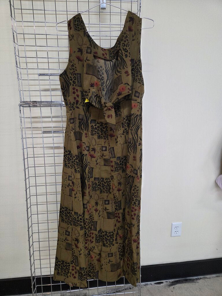 Vintage Olivia Rose Patchwork Animal Print Midi Dress