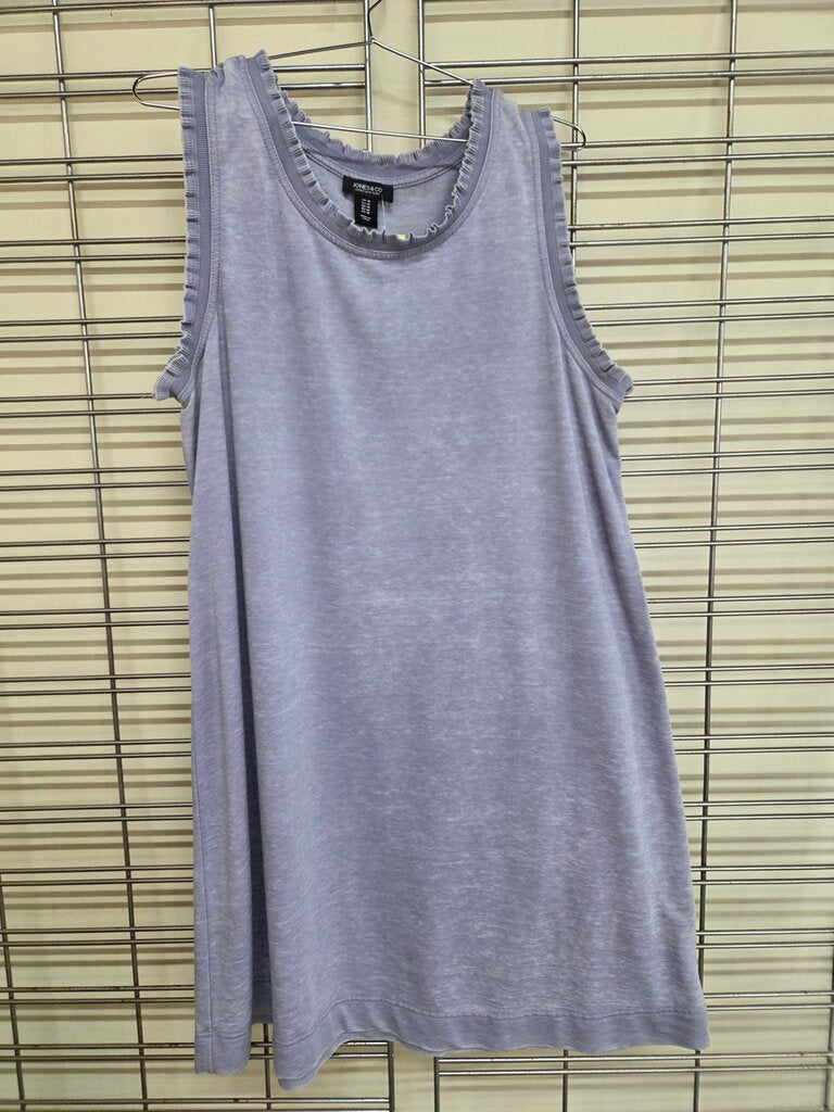 Women's periwinkle knit ruffled neckline dress