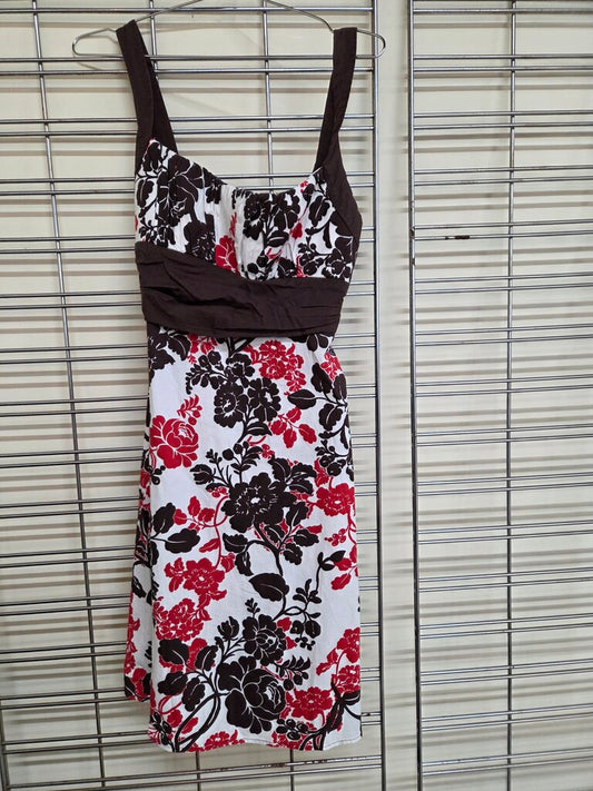 Brown & Red Floral Dress sz 16