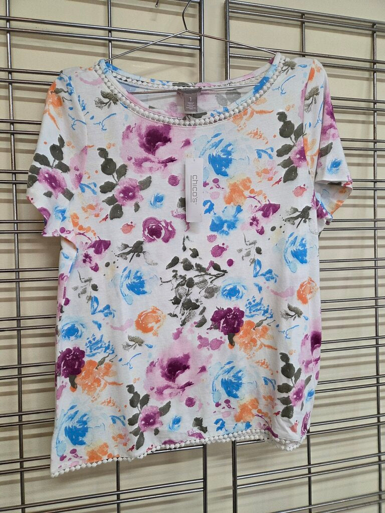 DECORATIVE NECK S/S SLEEVE TOP