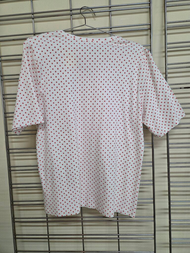 Women's Chicos White V Neck Red Polka Dot Tee