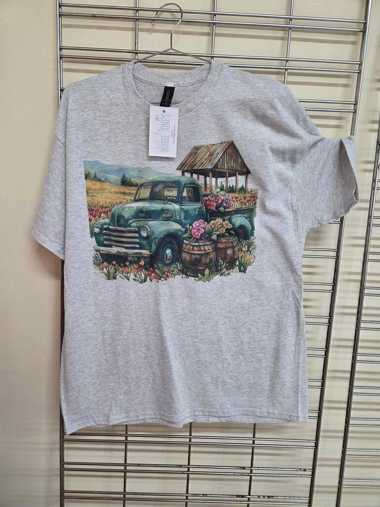 Floral Truck Short Sleeve Tee sz XL