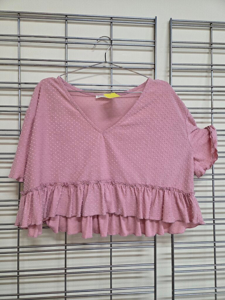 Swiss dot short sleeve blouse sz S