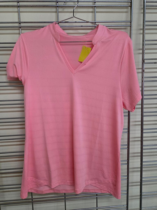 Women's Pink short sleeve v neck performance shirt