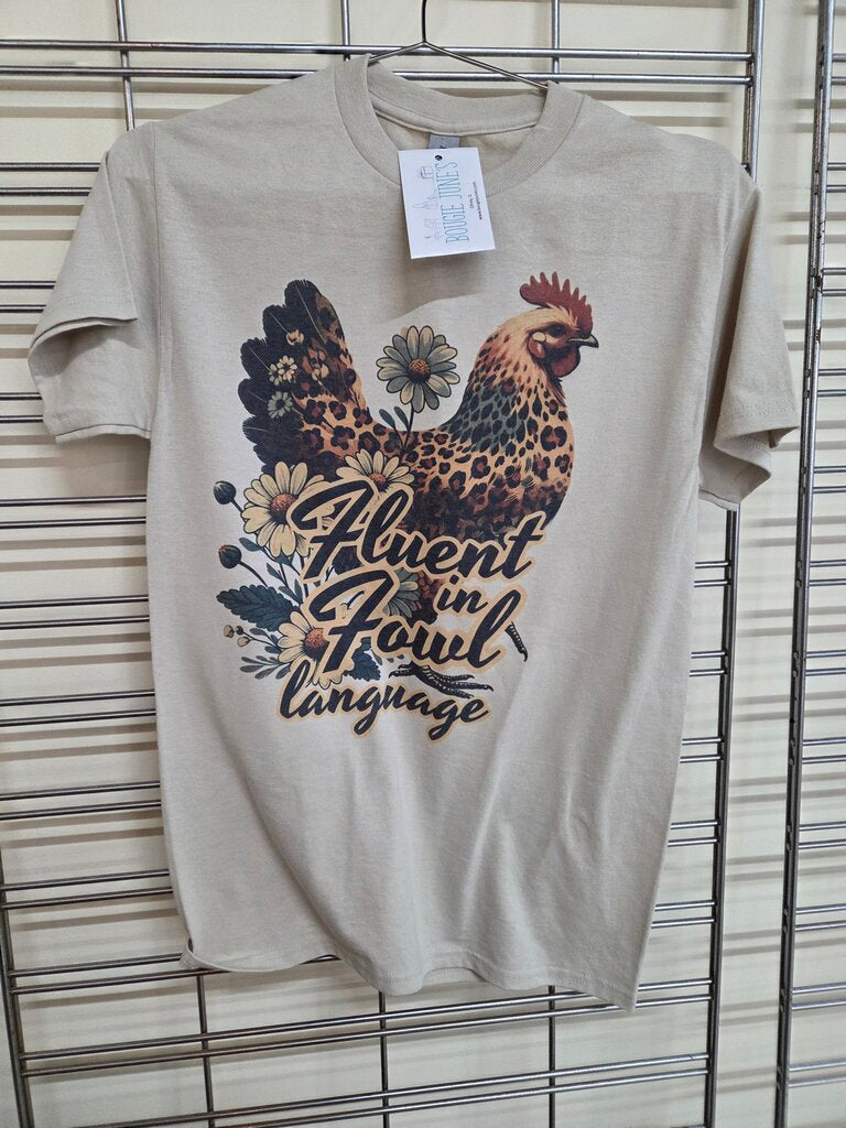 Fluent in Fowl Language Short Sleeve T-shirt sz S