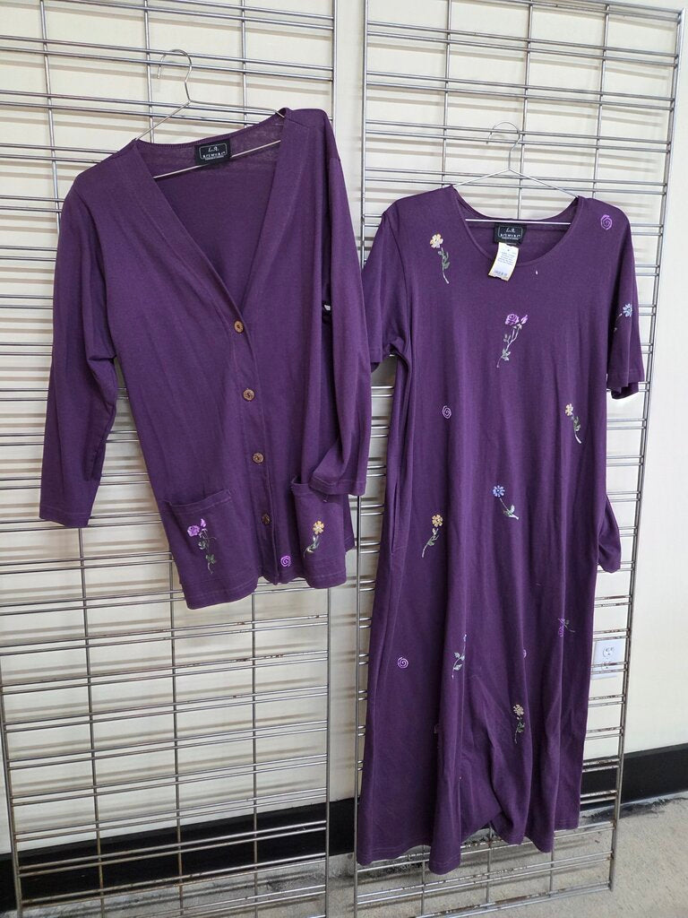 L.A. Artwear hand painted two piece Dress Set sz L