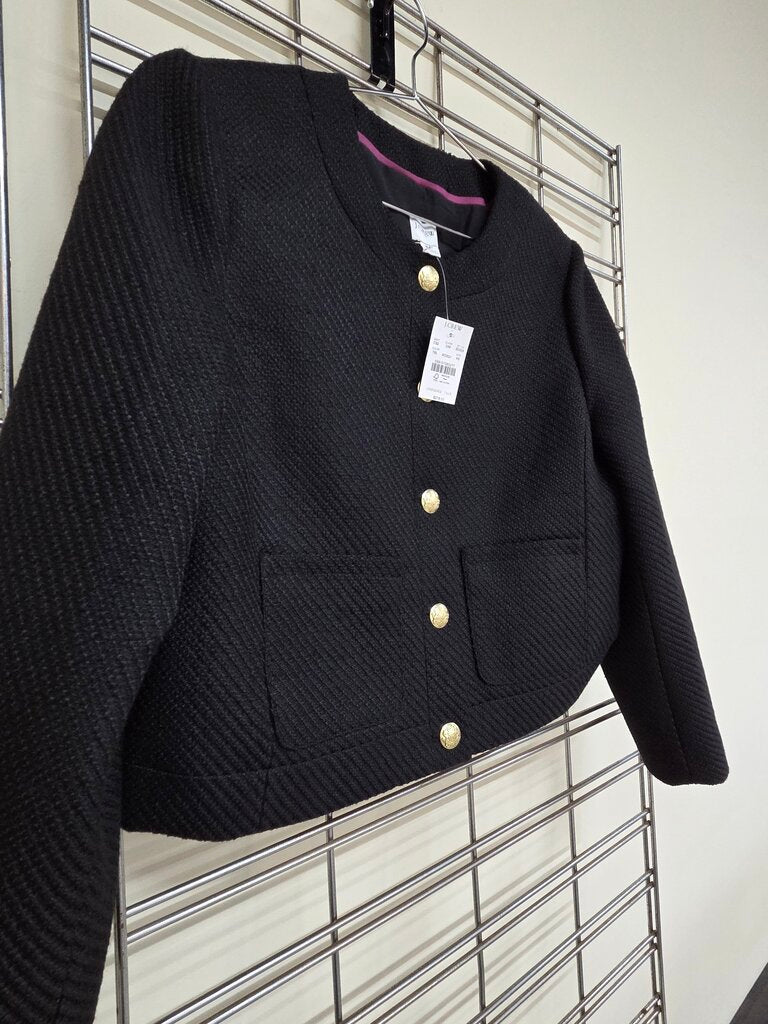 NWT-JCrew Textured Black Jacket w/Gold Crest Buttons