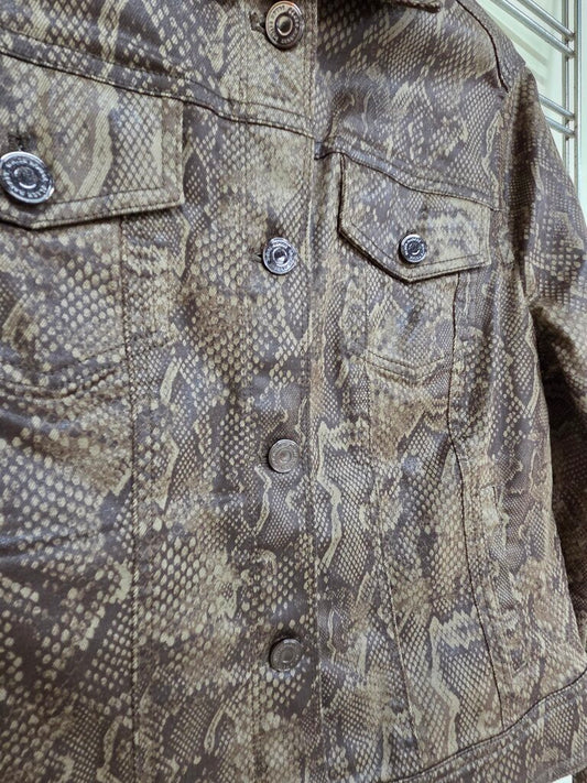 White House Black Market Faux Brown Snakeskin Jacket sz M