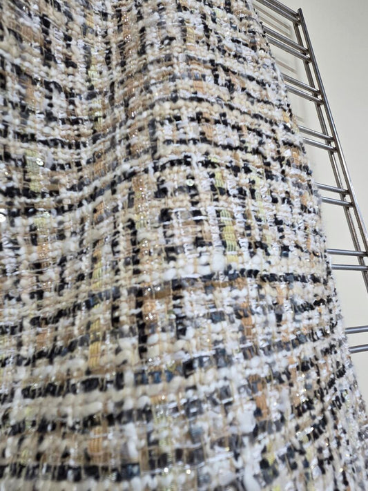 Loft Shimmering Textured Tweed w/ Black, Gold & White Skirt sz 8
