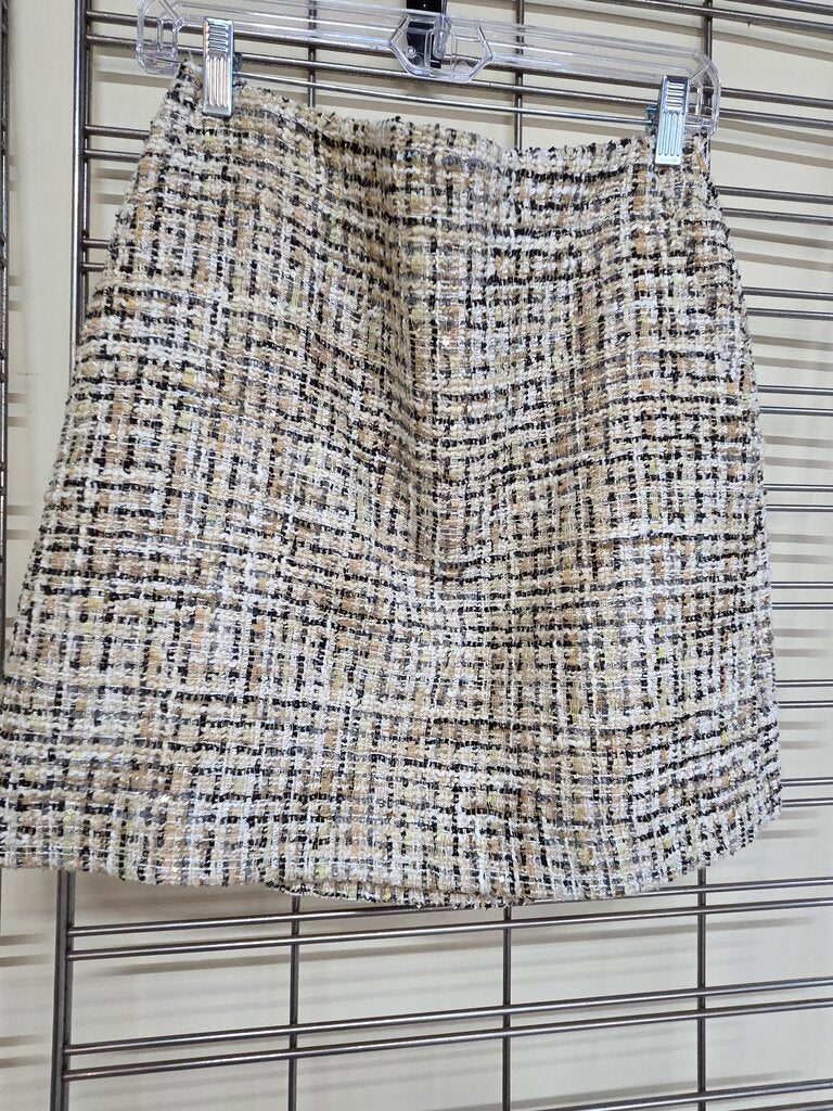 Loft Shimmering Textured Tweed w/ Black, Gold & White Skirt