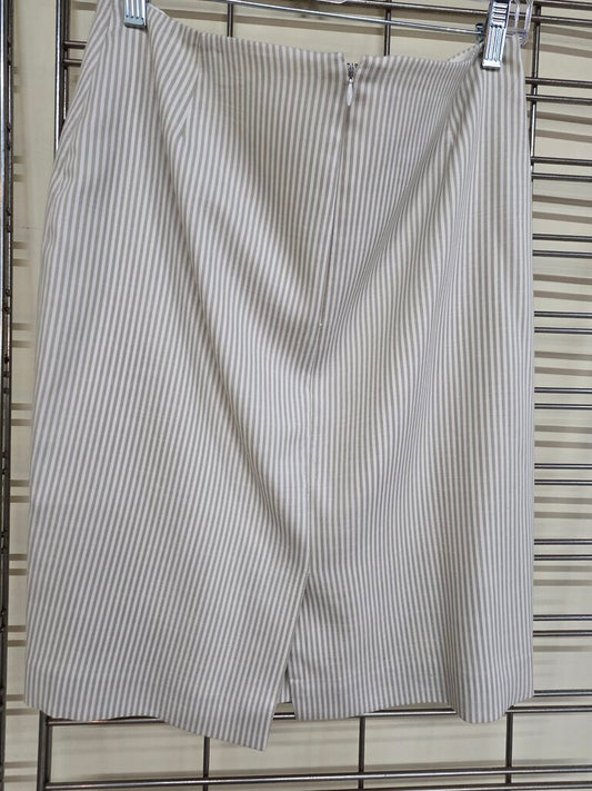 Alex Marie A-Line Skirt Beige/White Pin-Stripe sz 10