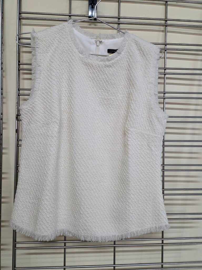 NWT-AnnTaylor Fringe Tweed Top Winter White