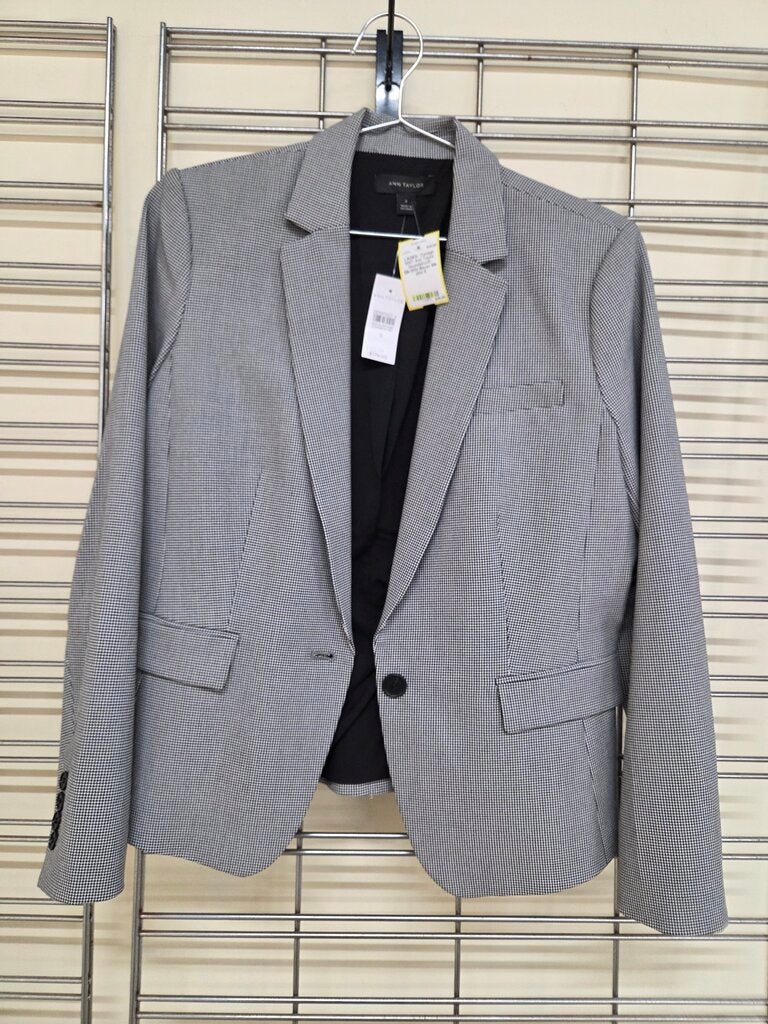 NWT Ann Taylor Houndstooth Blk/Wht Blazer