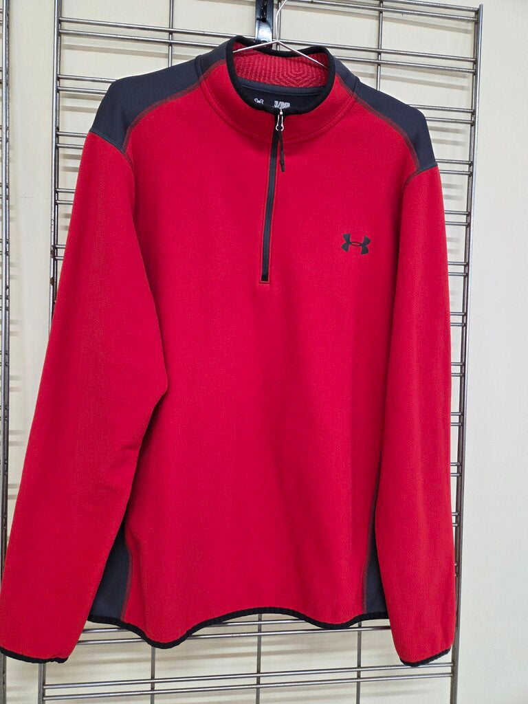 Mens Red Fleece Long Sleeve Pullover
