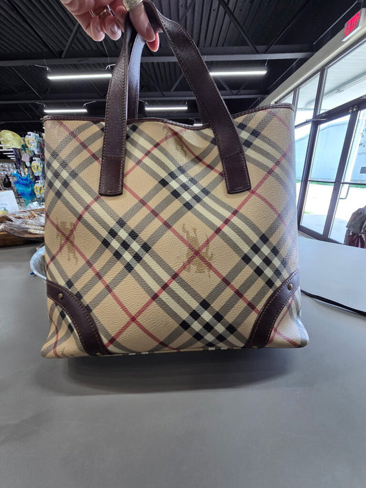 Vintage Burberry Haymarket Check Tote Bag