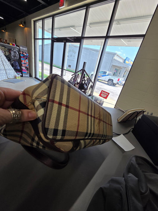 Vintage Burberry Haymarket Check Tote Bag