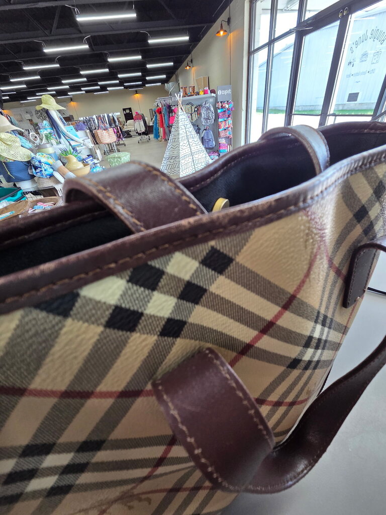 Vintage Burberry Haymarket Check Tote Bag