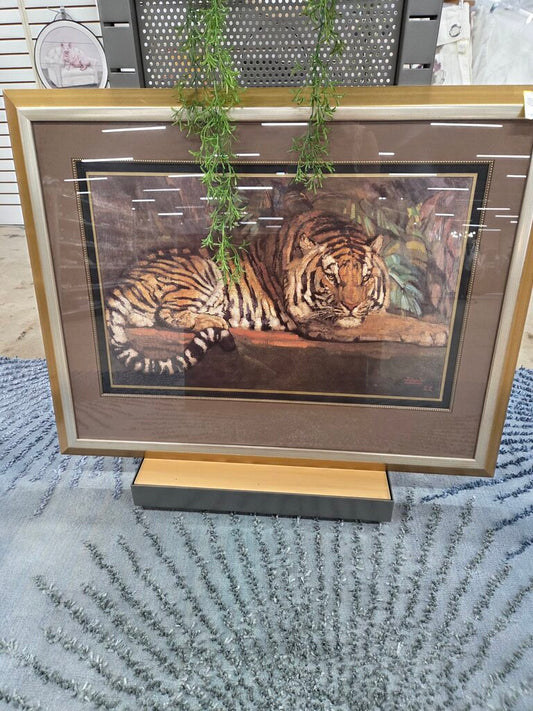 Large Framed Picture Of a Tiger 35" Height x 44" Width