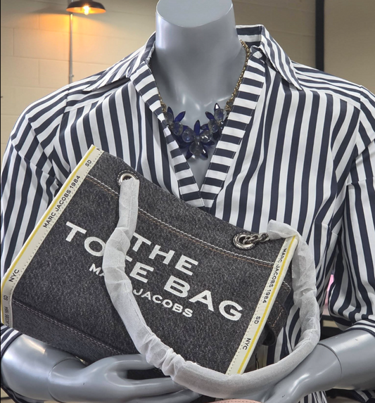 Marc Jacobs Black Wash Denim Tote Bag w/ Dust Bag
