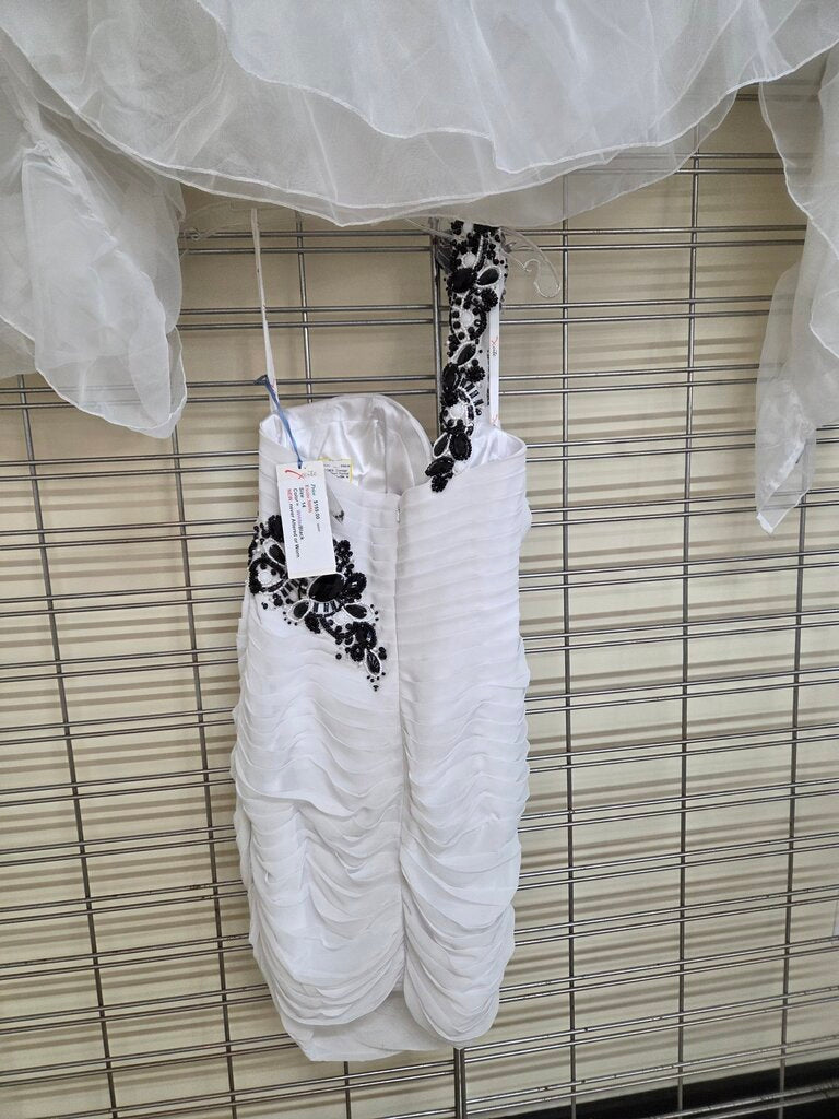 Short White Rosette Formal Dress VNT