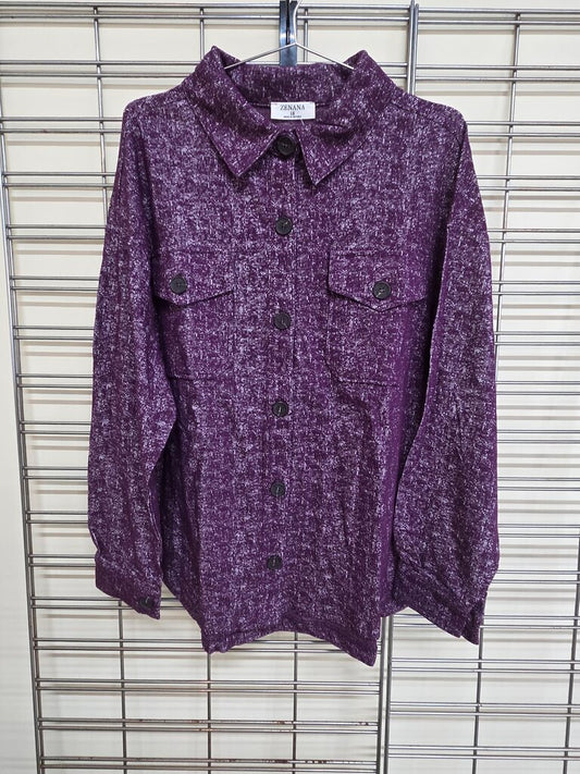 Zenana Plum Shacket 3X