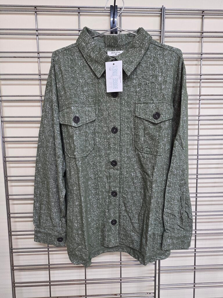 Zenana Olive Shacket 3X