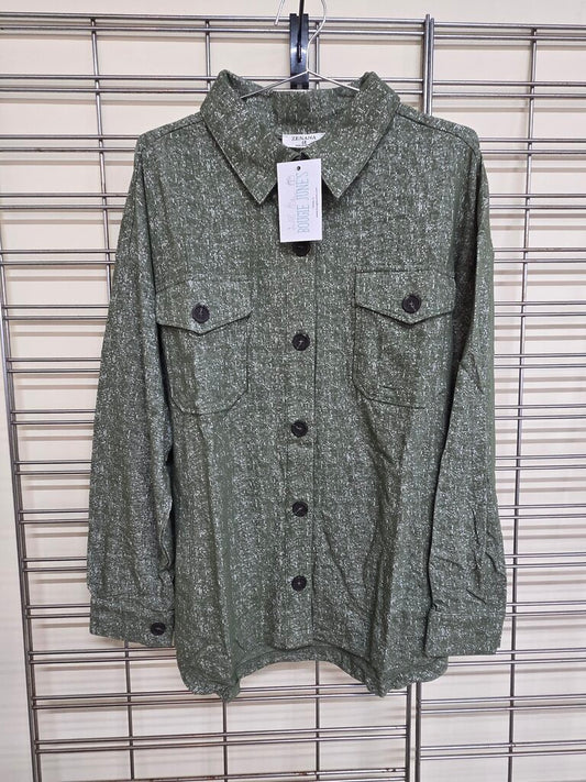Zenana Olive Shacket 3X