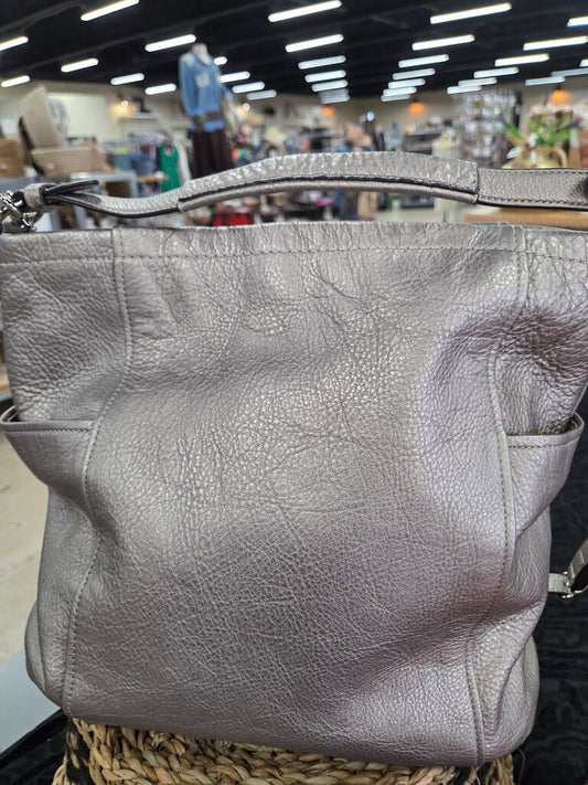 Coach Madison Leather Phoebe Shoulder Bag in Metallic Pewter/Silver Leather