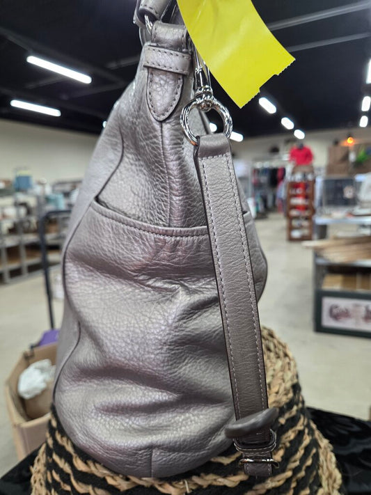 Coach Madison Leather Phoebe Shoulder Bag in Metallic Pewter/Silver Leather