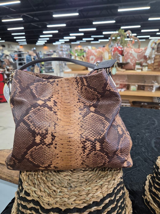 Coach Madison Python Print Leather Phoebe Shoulder Bag in Tan Snakeskin