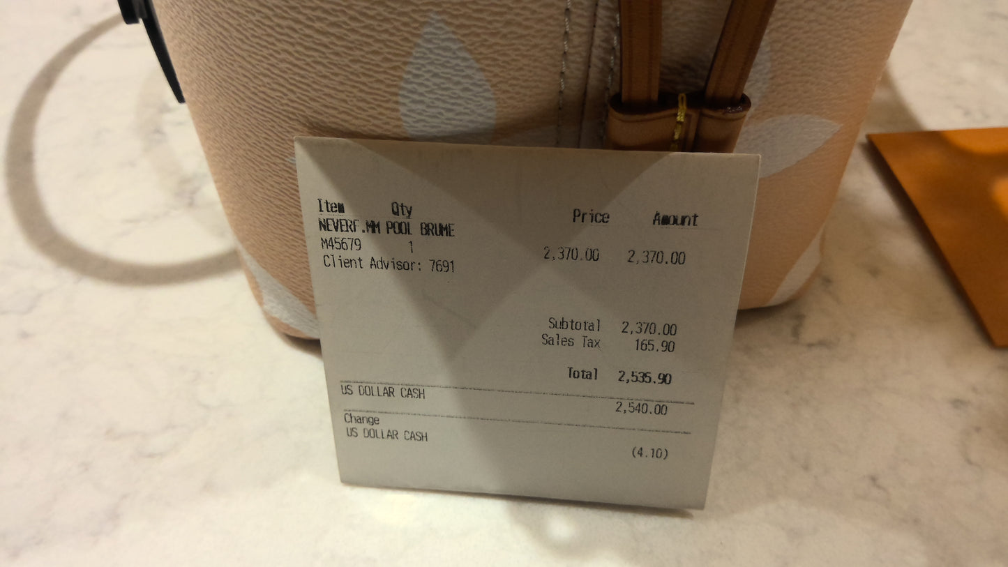 LV Neverful MM Pool Brume Shoulder Bag
