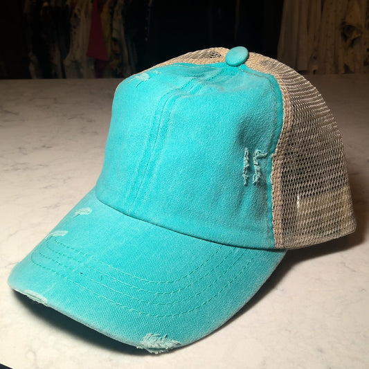 Ponytail Hat (teal) or Cowhide Coin Purse