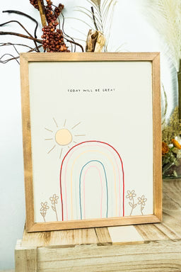 'Today will be great' wood picture